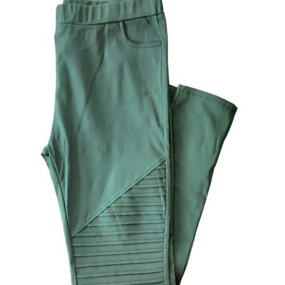 Pantalon Skinny Pants Size L Green Gold Zippers at Ankles NWT - Picture 1 of 14
